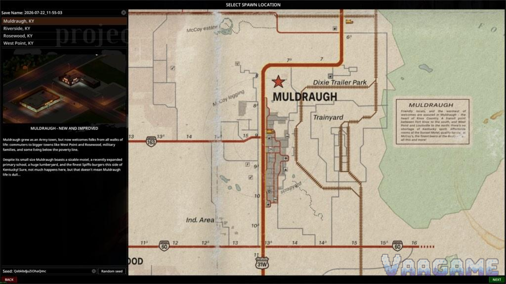 Muldraugh на экране выбора появления