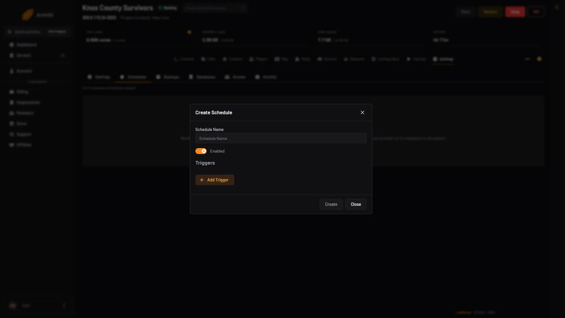 Создание расписания в панели Loafhosts