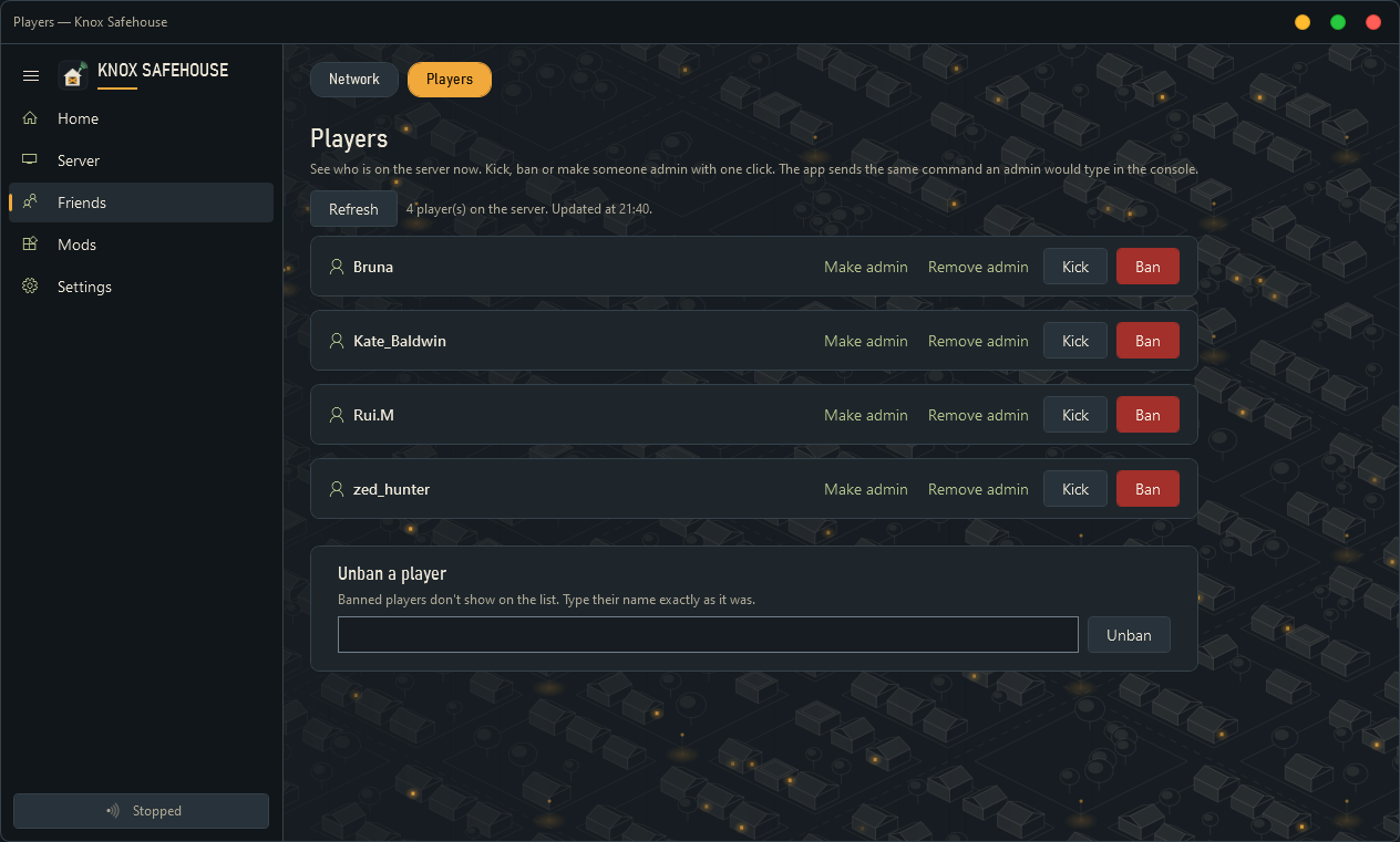 Интерфейс Players из релиза Knox Safehouse